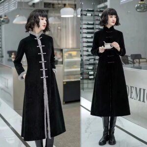 Cheongsam Qi Pao Overcoat Winter New Fashion Improvement Young Ladies Daily Wearable Outerwear