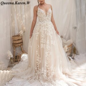 Elegant A line Wedding Dress lace applique bride dress robe de mariee A line Wedding Bridal Gown