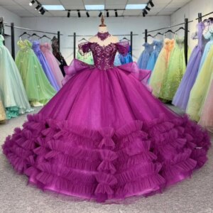 Rose Red Shiny Off Shoulder Quinceanera Dresses Sequin Applique Lace Beading Tull Party Birthday Sweet 16 Dress Vestidos 15 de