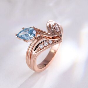 Provence Blue Diamond Ring 10KGold 1ct Pear Cut IGI Lab Grown Diamond Ring for Women Engagement wedding band Personalized Custom