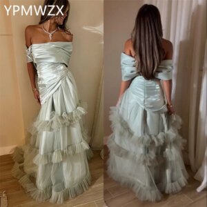 Customized Prom Gown Evening Women Formal Dress YPMWZX Off-the-shoulder A-line Floor Length Skirts Tulle Bespoke Occasion Dresse