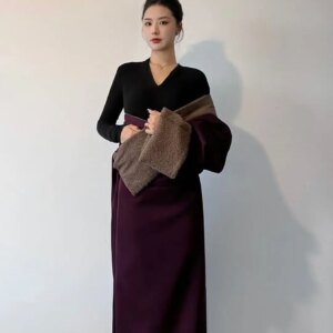 New Tibetan Costumes Composite Men and Women Fleece-lined Same Style Robe Autumn Winter Thick Warm Women’s Clothing
