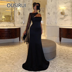 Saudi Arab Boat Collar Satin Solid Formal Evening Bridal Dress Sexy Mermaid Backless Evening Bridal Gown with Jacket Custom Made
