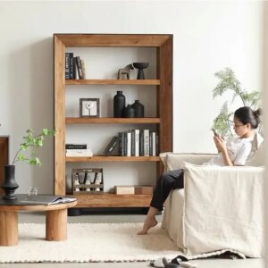 Simple MDF furniture modern floor bookcase&bookshelf plywood storage shelf rack