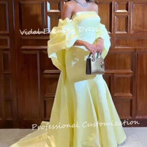 Vindal Evening dresses Satin Strapless Runched Sleeveless Floor-Length Morden-Style High-Quality Elegant السعود For Woman 2024