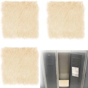 -Pack School Locker Rugs, 12x12inch Square Plush Cushion Fluffy Area Rug, Mini Carpet Soft Locker Rug Locker Carpet with Non-Sli