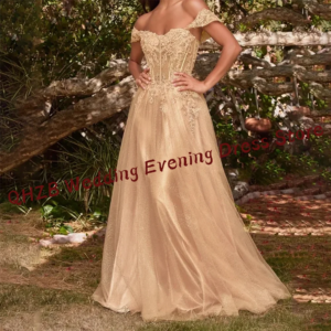 Elegant Multi-Color Off Shoulder Appliquins A-Line Formal Evening Dresses Party Prom Gowns Customized