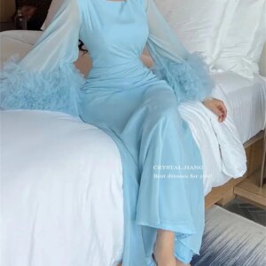 Elegant Long Sleeves Arabic Style Prom Dresses for Party Custom Made Chiffon Ruched Long Formal Occassion Party Dress