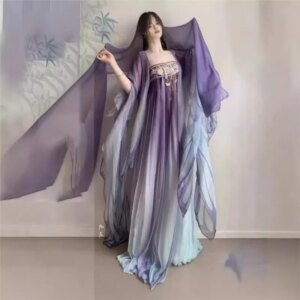 Hanfu big sleeve ancient style chebula dress daily embroidery super fairy chest-length
