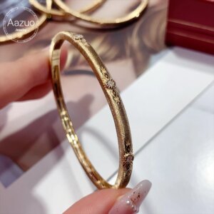 Aazuo Luxuryjewelry 18K Yellow Gold Natrual Diamond Line Bangle For Woman Upscale Trendy Wedding Engagement Party Luxurystyelife