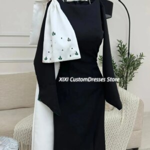 Customized فساتين سهرة A-Line Scoop Neckline Wedding Party Dress Floor-Length Dress Women Elegant Luxury Beadings Zipper Up Duba
