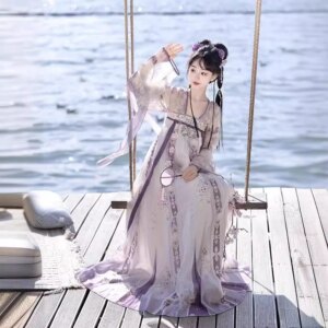 Spring and Summer Women’s Ancient Costume Han Chinese Clothing Chest One-Piece Broken Skirt Embroidered Printed Daily