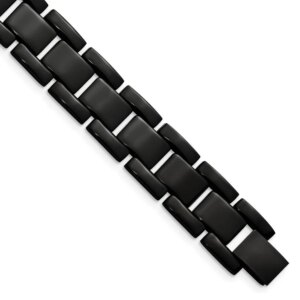 Chisel Stainless Steel Polished Black IPplated 8.25 inch Link Bracelet