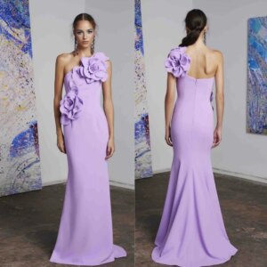 Customized Jersey Flower Draped Pleat Formal Evening Mermaid One-shoulder Bespoke Occasion Gown Long Dresses