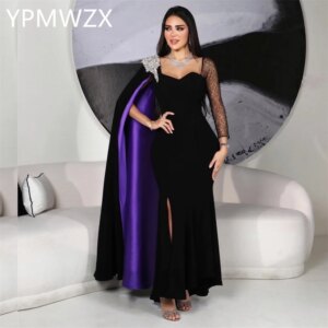 Customized Evening Dress Party Occasion Women Formal YPMWZX Square Collar Column Ankle Length Skirts Stole Bespoke Occasio