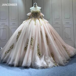High-end Pink Princess Ball Gowns Quinceanera Dresses Fashion Sparkling long off shoulder Customized Vestidos De XV Anos
