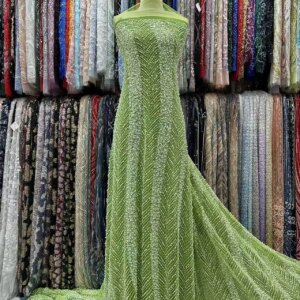 Green Nigerian Lace Fabrics 2024 Luxury Beaded Lace High Quality Nigerian Wedding Bridal Embroidery French Tulle Fabric 5 A674-1