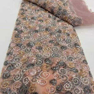 Sequin Luxury Beads Lace African Lace Fabric 2025 High Quality 5 Yards Handmade Sequins Fabric Nigeria For Evening Party Dress