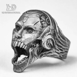 925 punk ring-skull-gothic style-punk male ring-rock index finger accessories-heavy metal roaring ring