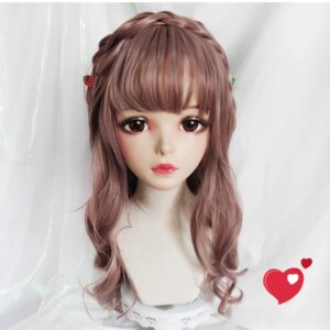 (Wan-04)Female Sweet Girl Resin Half Head Kigurumi BJD Eyes Crossdress Cosplay Japanese Anime Role Lolita Mask With Eyes And Wig