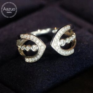 Aazuo Real Luxury Jewerly 18K White Gold Real Natural Diamond 0.32ct Fashion Open Rings Upscale Trendy Senior Party Fine Jewelry