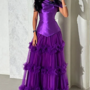 Little Daisy CustomizedTulle Ruched Ankle-Length Prom Gowns Flowers A-line wedding party dress Ruched Fashion Bespoke Occasion D