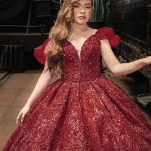 Customized Shiny Red Quinceanera Dress Off Shoulder Tull sequin applique ruffle Long tail vestidos de 15 Quinceanera