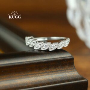 KUGG 100% 18K White Gold Rings 0.30carat Real Natural Diamond Engagement Ring Fashion INS Style High Wedding Jewelry for Women