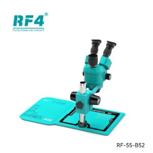 RF4-55-B52 Trinocular Stereo Microscope With Large Multifunctional Silicone Pad Workbench for Phone IC Chip Soldering Repair