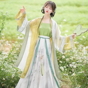 Hanfu female Chinese wind on the front four-piece set waist skirt flowing