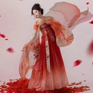 Women’s Tang-Style Hanfu Suit, Embroidered Large-Sleeve Shirt-Chest Dress, Daily Spring and Summer