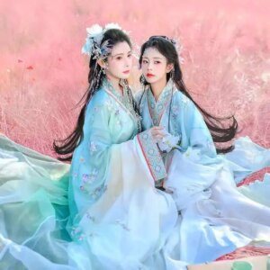 Apricot Charm | Dreamlike Nishang Hanfu Women’s Heavy Industry Embroidery Jacquard Warring States Robe Curved Train Twelve
