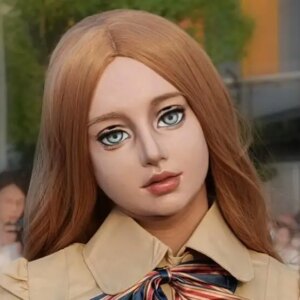 (Megan) Crossdressing Full Head Silicone Cosplay Kigurumi Male To Female Mask With Fake Eyes Transgender Drag Queen