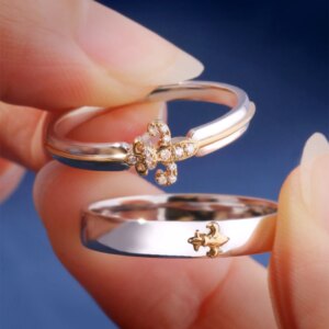 Royal Kiss whole 100% 18K/14K/10K/Platinum PT950 White Gold Diamond Couple Rings, Elegant Wedding/Engagement Gift