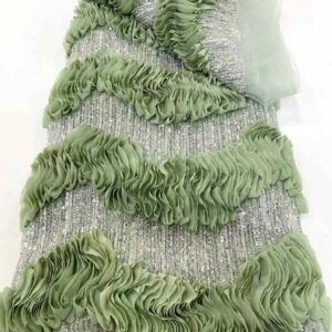 African Lace Fabric 5 Yards High Quality Nigerian Sequins Fabric French Heavy Lace Fabric For Sewing Dress Wedding Party