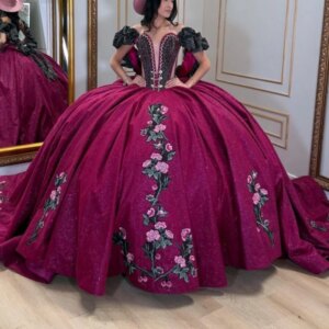 Red Shiny Quinceanera Dresses Off Shoulder Ball Gown Sweet 16 Dress Beading Crystal Applique Lace Tull Birthday Vestidos 15 Anos