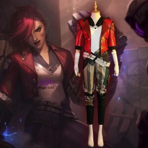 Exclusive Design Cosplay LOL Costume Game Arcane Vi Cosplay Wig Outfit Halloween Carnival Suit Party Essential Halloween Cos@0Z*