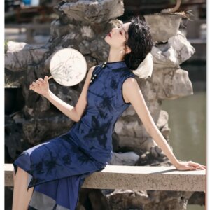 Fashion Improvement New Chinese Style Long Sleeveless Girl Cheongsam Qi Pao Spring and Summer Daily Dress