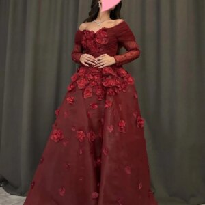 Mirror Dress Elegant Vintage Sweet Sexy Red Flowers Beading Princess Customize Formal Occasion Prom Dress Evening Party Gowns
