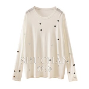 Sequined Worsted Wool Round Neck Loose Long-sleeved Knitted Sweater Women 11C5 Blusa De Frio Feminina