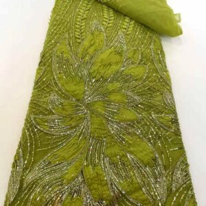Handmade Beaded French Tulle Lace Fabric 2025 High Quality 3D Flower Embroidery African Sequins Lace Fabric for Women Dresses