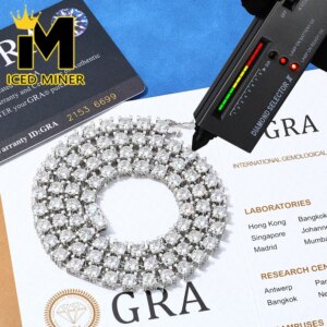 6mm Moissanite S925 Silver Tennis Chain For Women Men Iced Out Chain Hip Hop Jewelry Pass Diamonds Tester With GRA Free Shipping