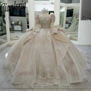 Luxury Long Sleeve Ruffles Quinceanera Dresses Ball Gown Sequined Appliques Lace Sweet 15 Años Mexican Customized