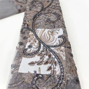 Beaded sequin mesh embroidery fabric Wedding gown couture fashion lace