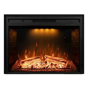36″ Electric Fireplace Wall Insert with Remote Control Realistic Log Flame Cracking Sound Overheat Protection Easy Installation