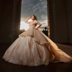 Champagne Quinceanera Dress Off The Shoulder Ball Gown Lace Applique Beading Mexican Corset Sweet 16 Vestidos De 15 Años