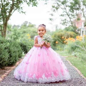 Customized Mini Quinceanera Dresses Mexican Prom Little Princess Flower Girl Dress 2025 Short Sleeve Tulle Appliques with Bows
