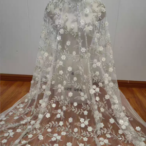 Simple Elegant Beaded Leaves Lace Beautiful Flowers With Sequins Bridal Wedding Dress Lace Fabric