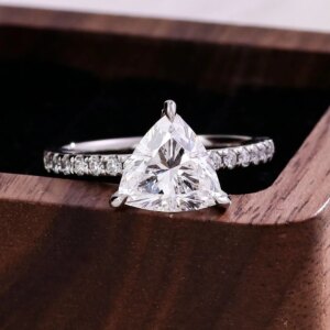 Provence platinum pt950 White Gold 3ct Curved Trillion lab diamond ring for women Classic Solitaire wedding Engagement Ring band