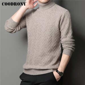 COODRONY Brand 100% Merino Wool Turtleneck Sweater Men Clothing Autumn Winter New Arrival Thick Warm Cashmere Pullover Men Z3049